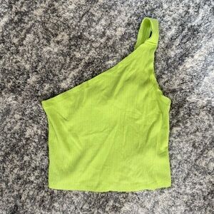 Urban outfitters green cropped one shoulder top size medium